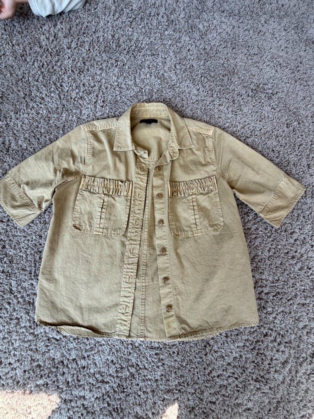 J.Crew Khaki Utility Shirt Jacket Short Sleeve XS EUC